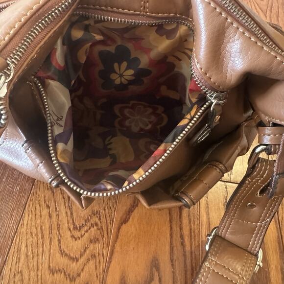 Franco Sarto Brown Faux Leather Handbag Purse Crossbody Shoulder Bag Pockets - Picture 5 of 16